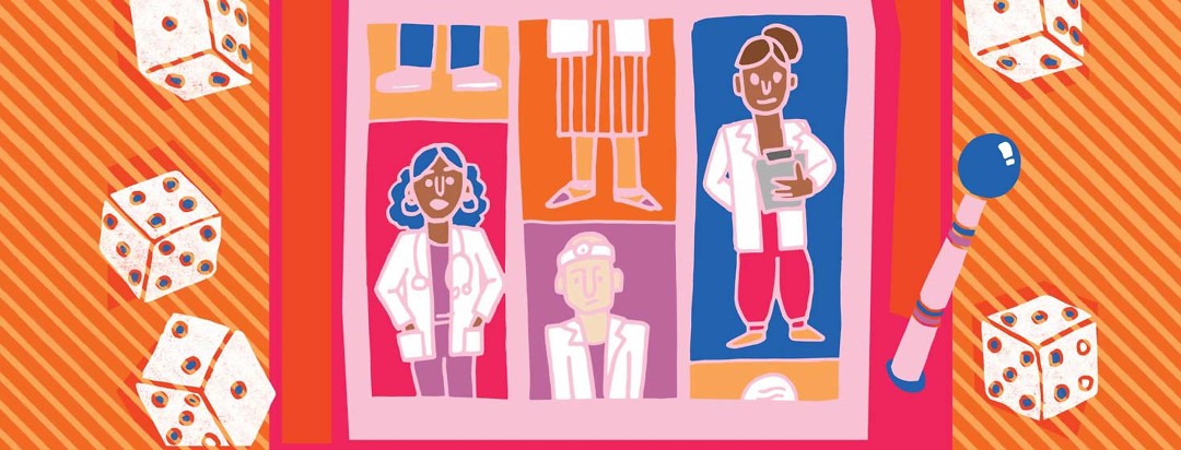 various doctors for HIV treatment appear on a slot machine