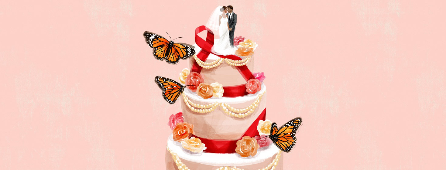 wedding cake with heterosexual couple with HIV