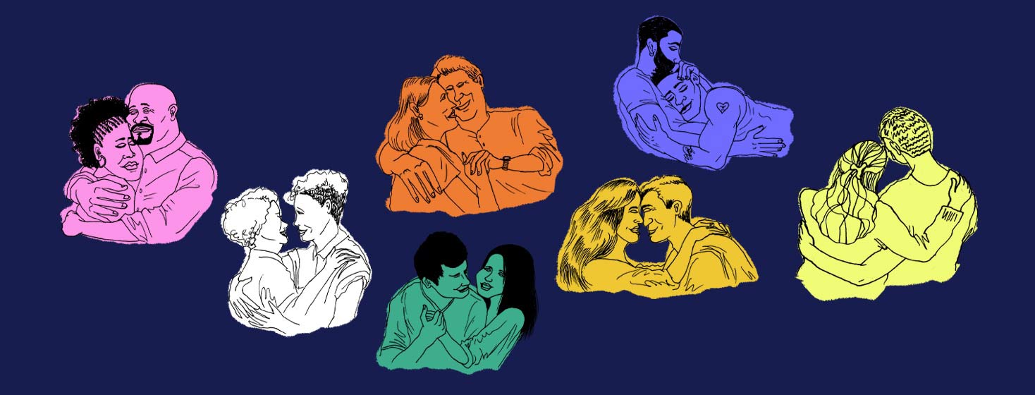 several different kinds of couples all deserving of love with hiv