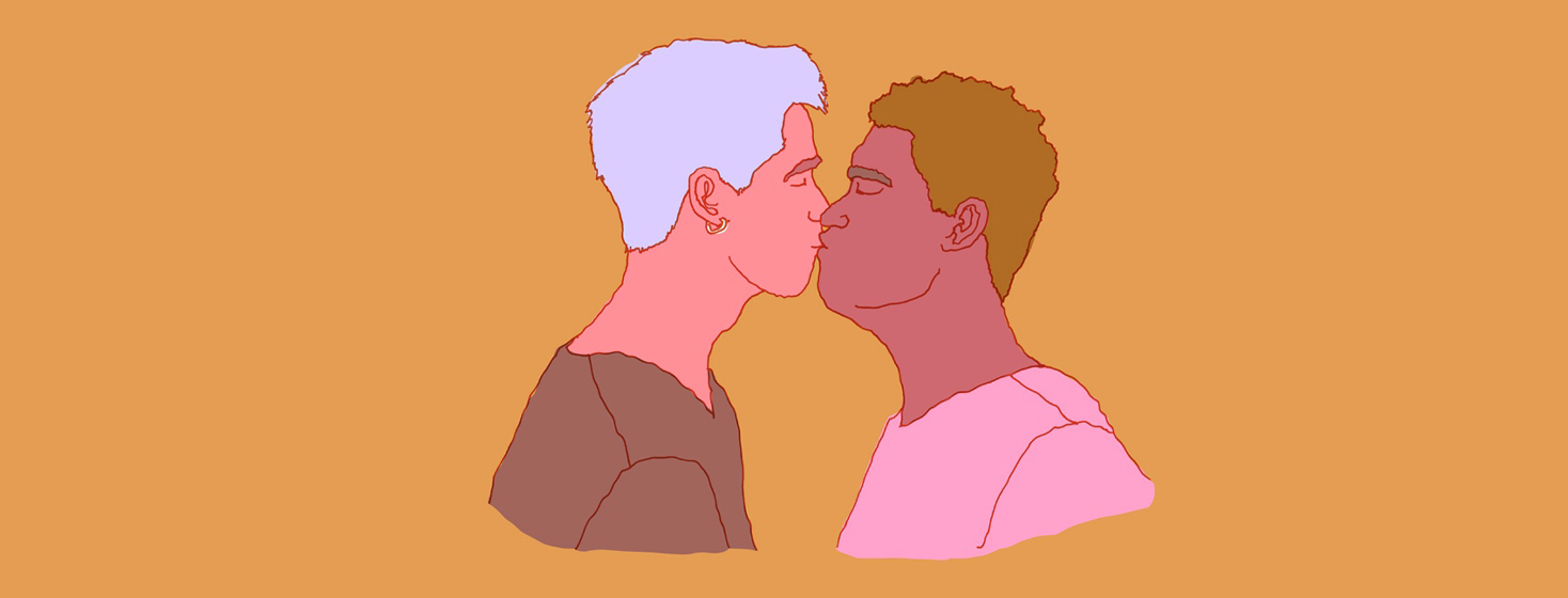 two men kissing