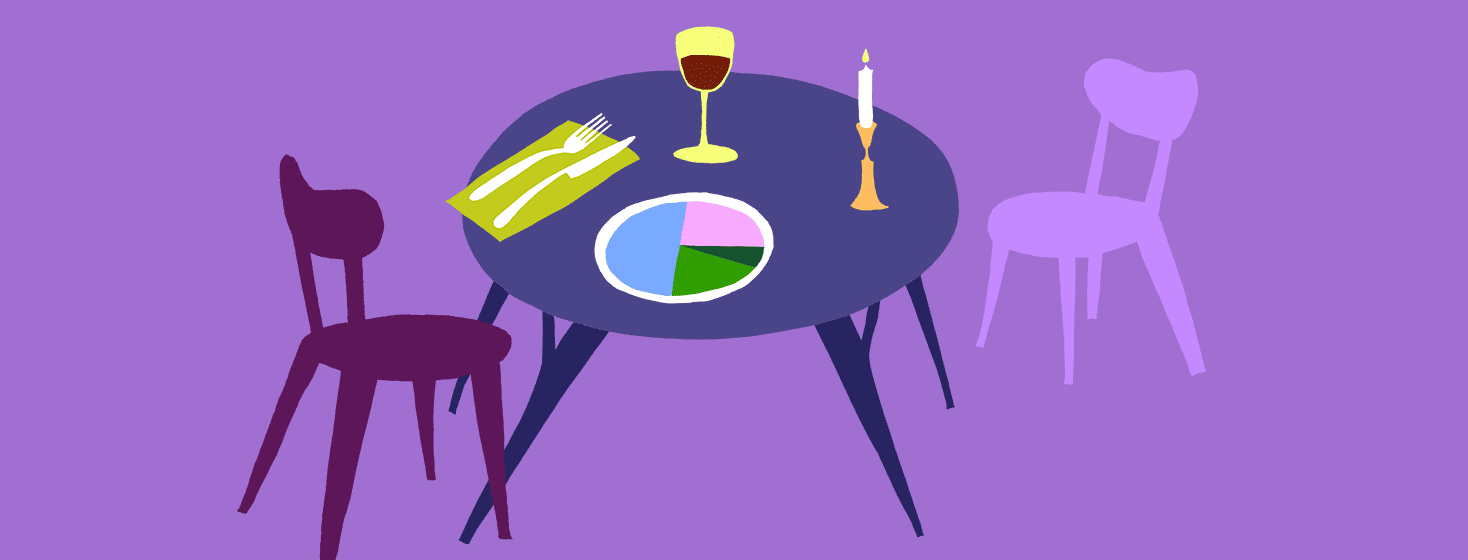 a table with alternating healthy meals