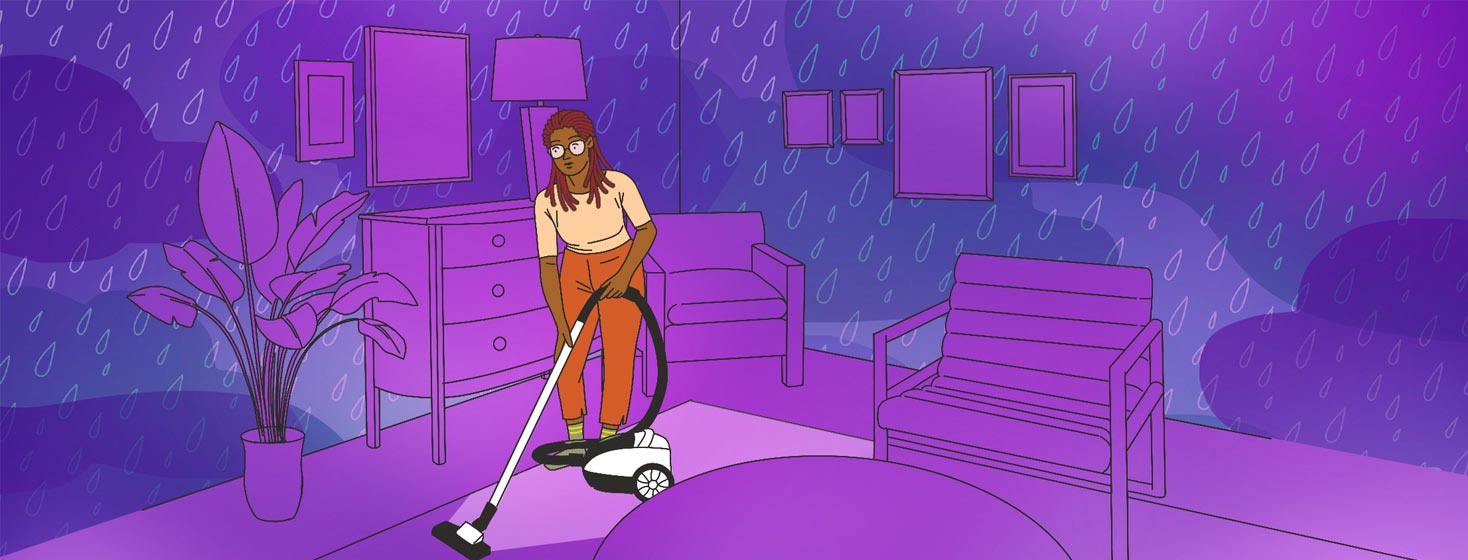 a woman managing her household chores when living with depression and hiv